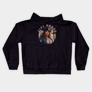 Girl power, blue eyed pirate lady Kids Hoodie